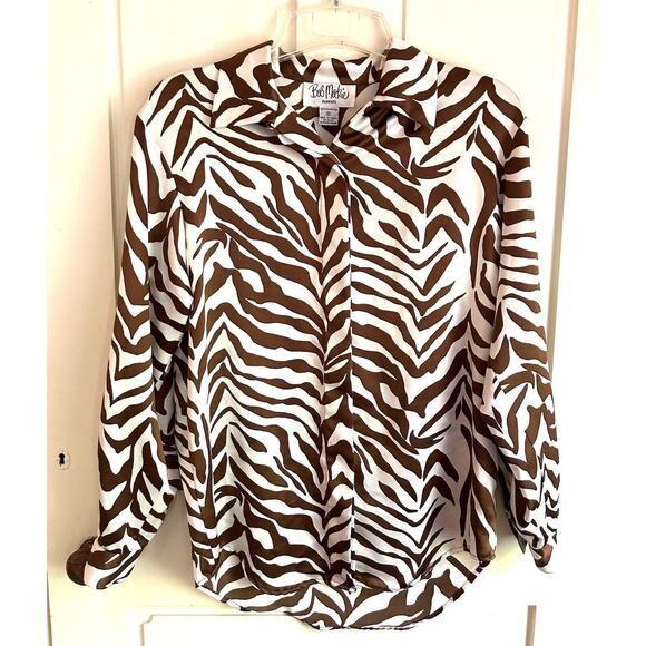 Women’s Vintage Bob Mackie Animal Print Front Button Blouse/Size 6 - Picture 1 of 4